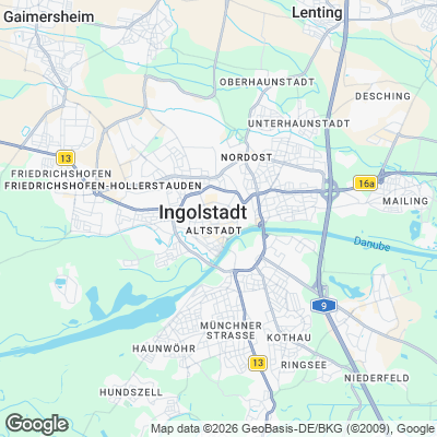 Karte von Ingolstadt und Umgebung